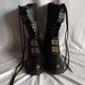 Black combat boots size 8